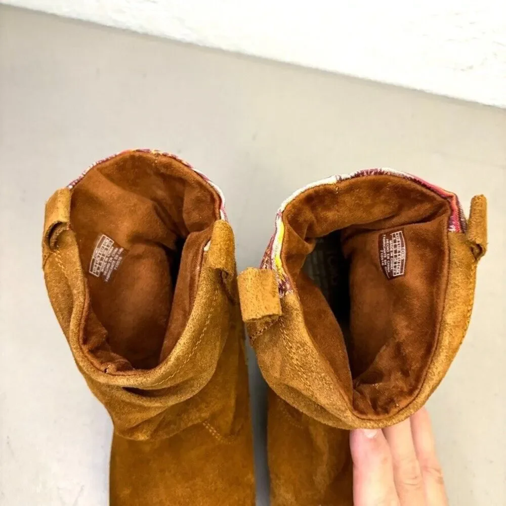 TOMS Laurel Cinnamon Faux Suede Sunset Stripe Slouch Ankle Bootie Girls Size 4 M